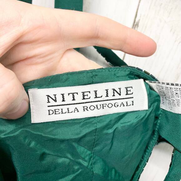 Vintage Niteline Dress Women Size 6 Sleeveless Sequin Detail Mini Emerald Green - Picture 3 of 8